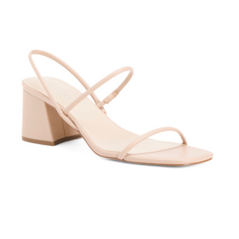 Nude Marc Fisher Block Heel Square Toe Sandals